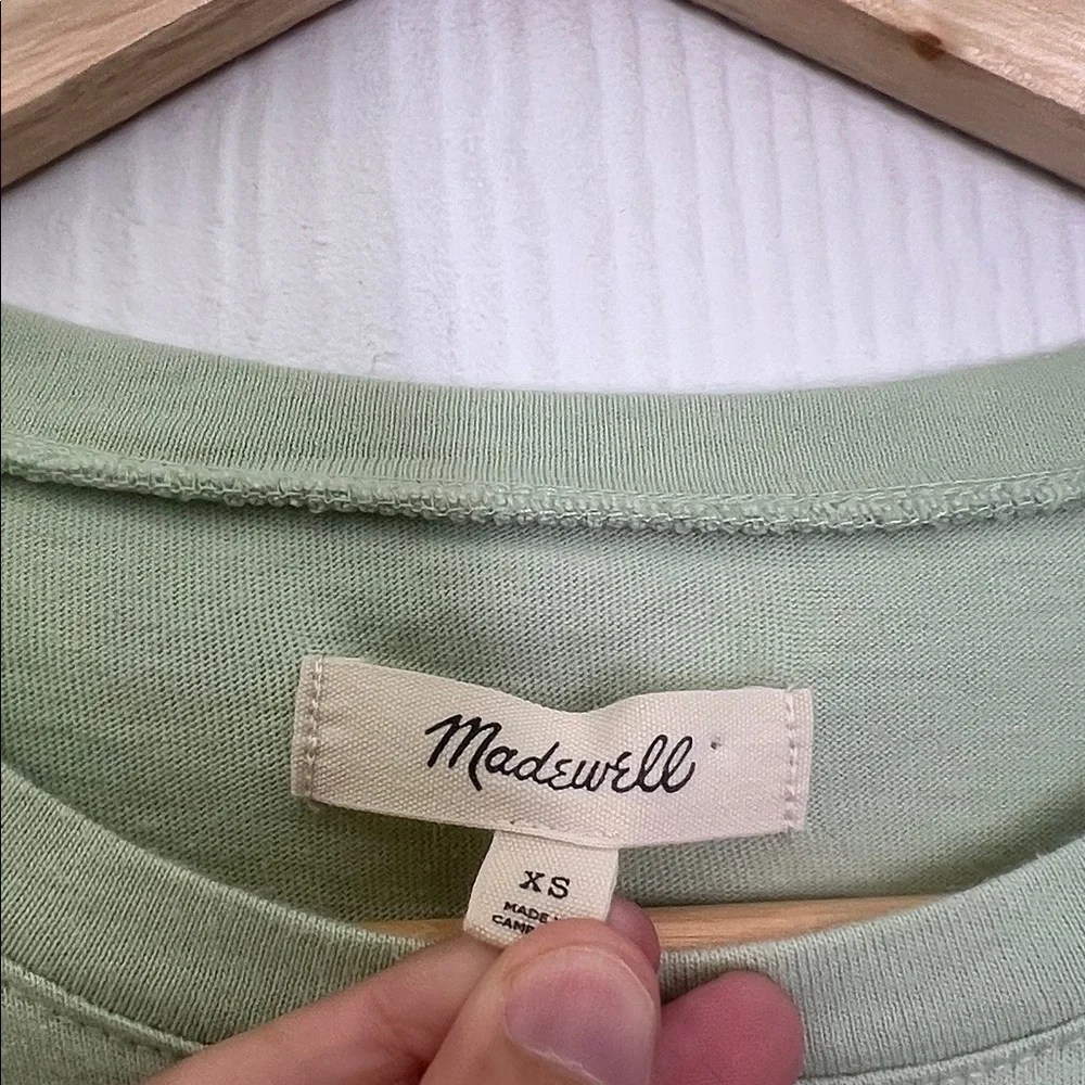 Madewell - Easy Puff Light Green Crewneck Long Sleeve Lightweight Blouse SZ XS